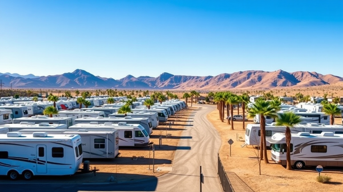RV garage and manufactured home in a Yuma-area winter-visitor community